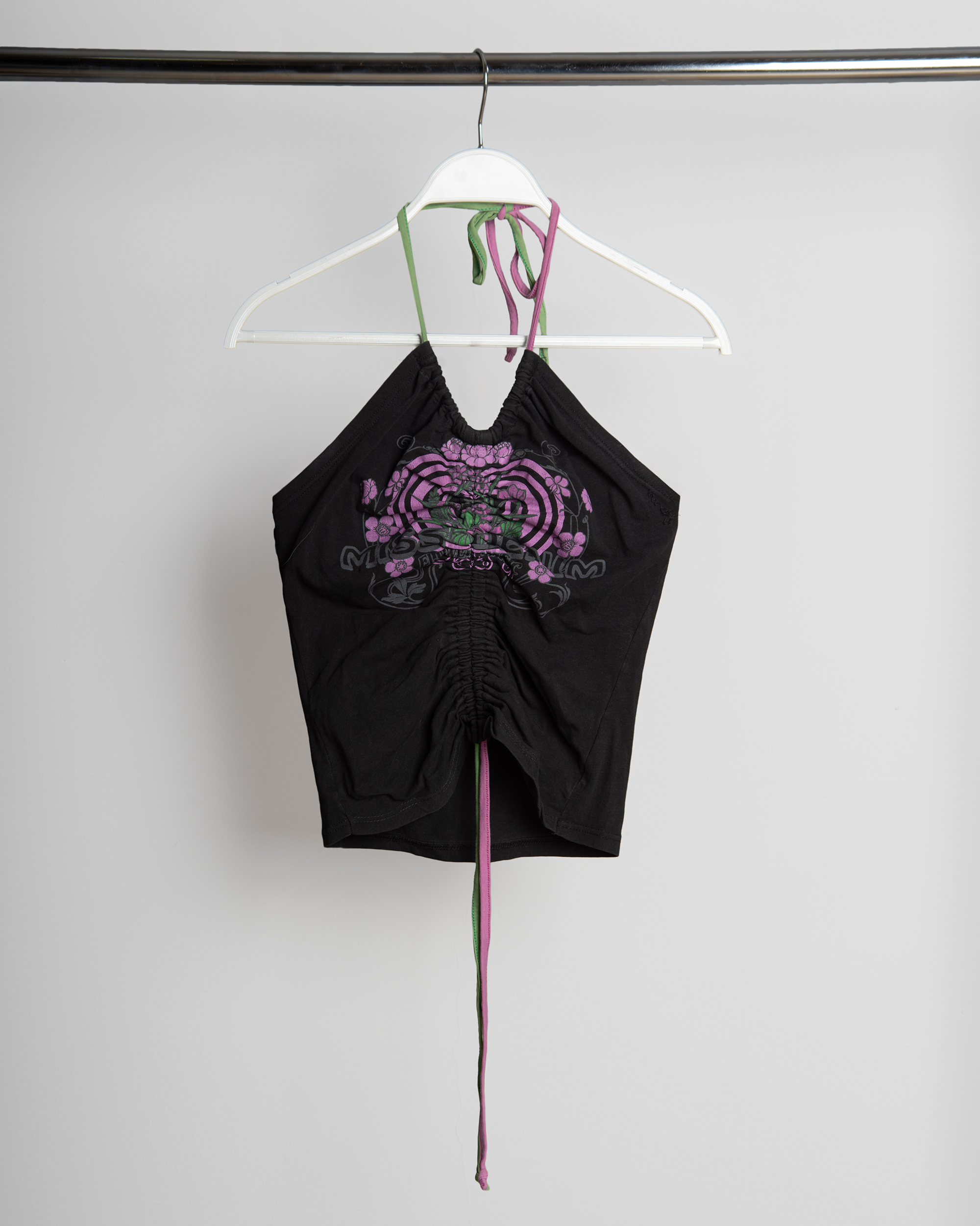 NADIA MISS DENIM RUCHED HALTER TOP